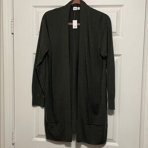 GAP Women's Moss Green Long Cardigan Sweater, NWT, Transitional, Fall & Spring